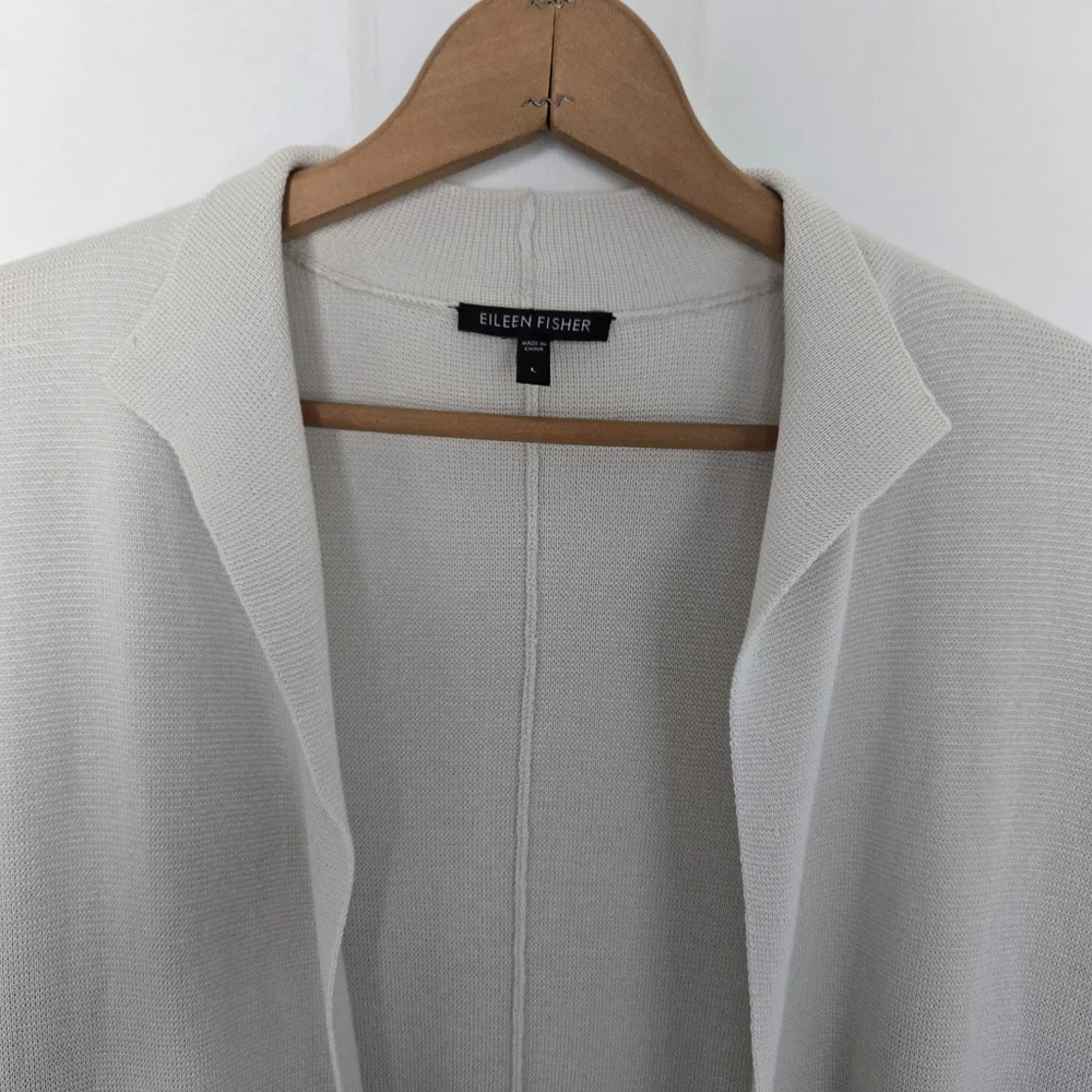Eileen Fisher Women's Silk Cotton Interlock Cardigan Size L Lagenlook Minimalist - Picture 3 of 12
